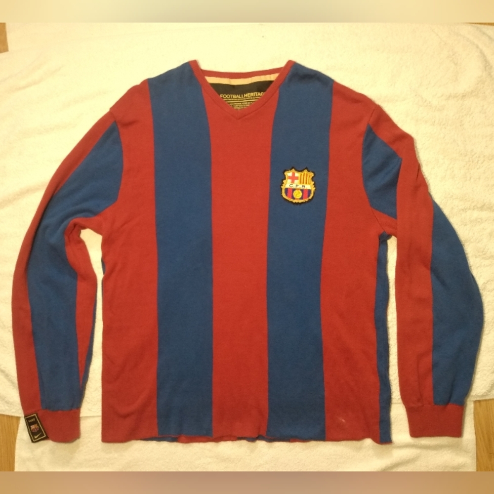 NIKE BARCELONA 2007 Heritage Football Soccer Long sleeve Heavy Shirt Jersey L/XL